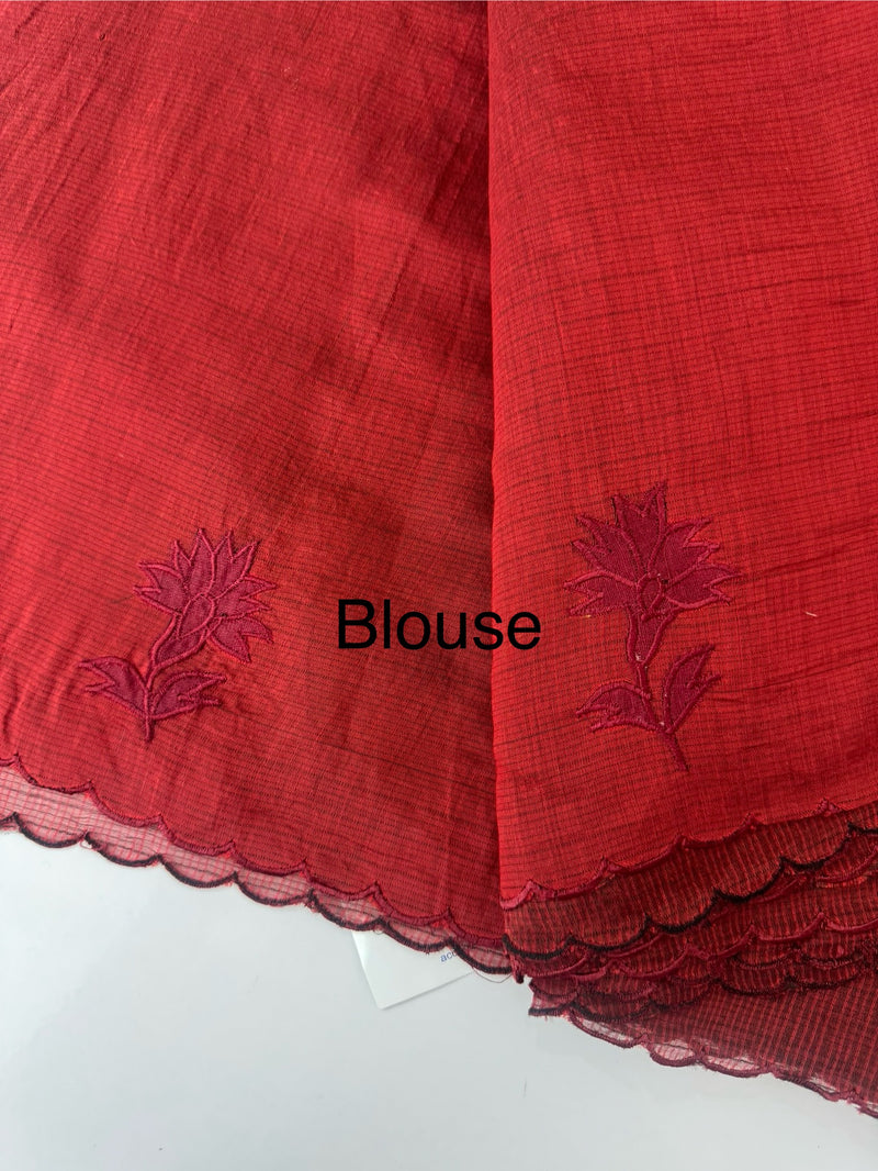 Kota silk cotton saree with applique work MS81788 - Maroon