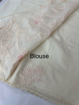 Mul chanderi applique work saree  MSH931 - Offwhite to Peach