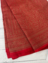 Semi katan Banarasi saree in antique zari weaving - MSKB899 Red