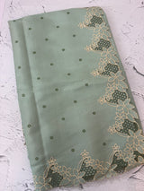 Satin finish kosa tussar saree with cutwork - MSH205 DustyAquaGreen