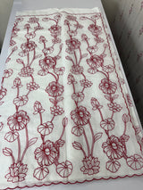 Netkota embriodery saree  MSH119 Red & White