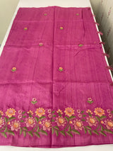 Art tussar saree with embroidery MST677