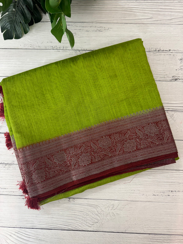 Jute linen sarees with contrast pallu & blouse MJL456