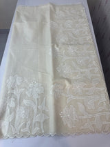 Mul chanderi applique work saree  MSH115 - Offwhite