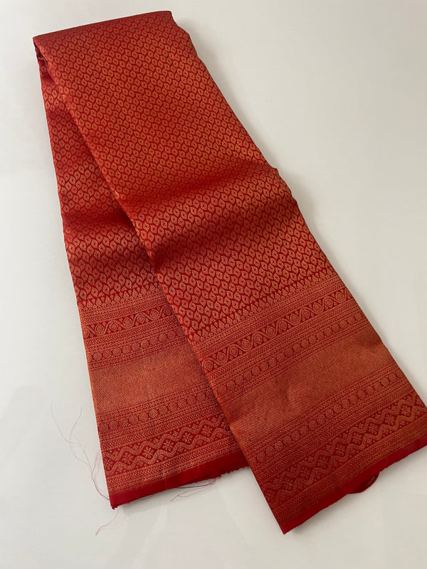 Pure Kanchipuram bridal silk saree MKS08  DARK RED