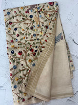 Blended tussar silk saree with hand kanta work - MS14855