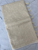 Moonga checks saree with embroidery MSH219 Ivory