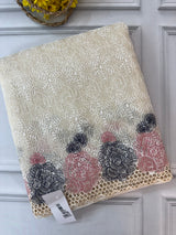 Cutwork Phulkari NetKota Embroidery saree - OffWhite