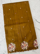 Blended tussar silk saree with embroidery- MS1072 SpicyMustard