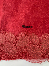 Semi Soft Organza saree with thread work and applique borders - MCW666 PeachRed