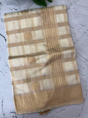 Semi chanderi silk saree with zari weaving - MKT891