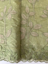Premium Organza saree with tissue appliqué work - MMG310- DuskyGreen