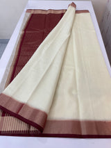 Semi chanderi saree -  MSH229 Cream to Maroon