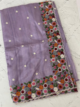 Blended tussar saree with embriodery - MSH6790 Lavender