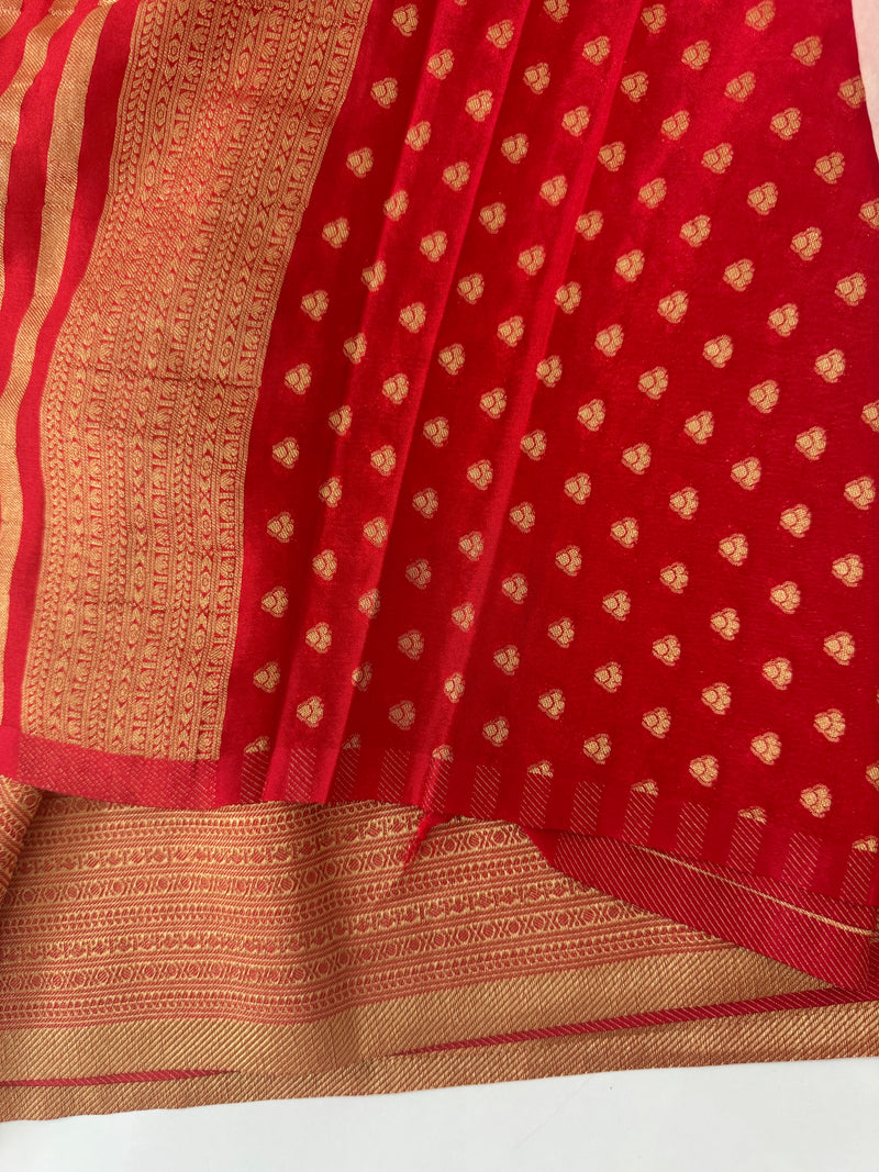 Semi banarasi Georgette saree - SYACNNR ChilliRed