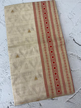 Semi chanderi tussar saree with brocade pallu and blouse MKT891 - Red