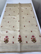 Blended semi tussar silk saree with embroidery MSJ677(3)- Cream