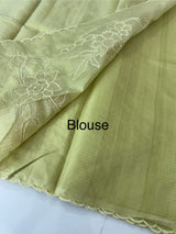 Soft tissue kota checks saree with applique work - MSH5407 LimeGreen