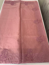 Semi Organza saree with applique and sequence borders - MCW699 OnionPink