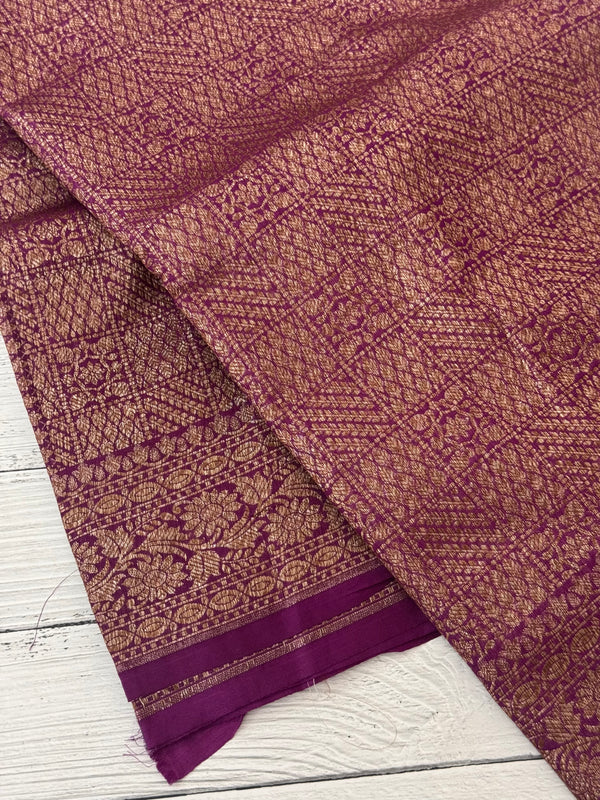 Semi katan Banarasi saree in antique zari weaving - MSKB899 Vadamalli