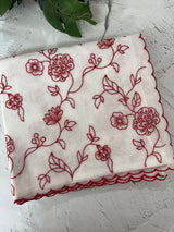 Kota Moonga checks embroidery saree  MSH129- White to Red