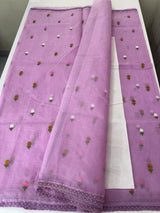 Kota checks saree with embroidery MS7679(2) Lavender