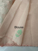 Mul chanderi applique work saree MSH178