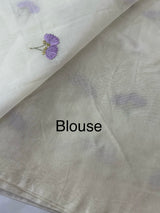 Mul chanderi saree with embriodery MSH114- Lavender flowers