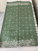 Soft crepe tussar silk saree with embroidery and cutwork MSH199