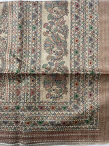 Madhubani Printed Semi tussar silk saree with Kanta work MBT6877 (3)