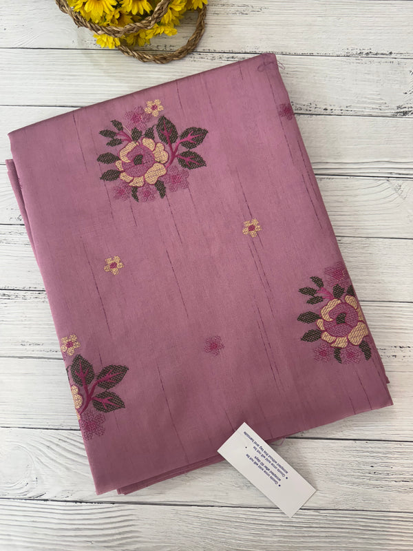 Blended matka tussar silk saree with embroidery - MS90654 OnionPink