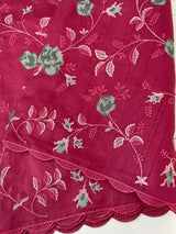 Crushed Blended tussar silk saree with embroidery- MSB7666 CranBerry