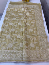 Crush Organza embroidery saree MCR111 DuskyYellow