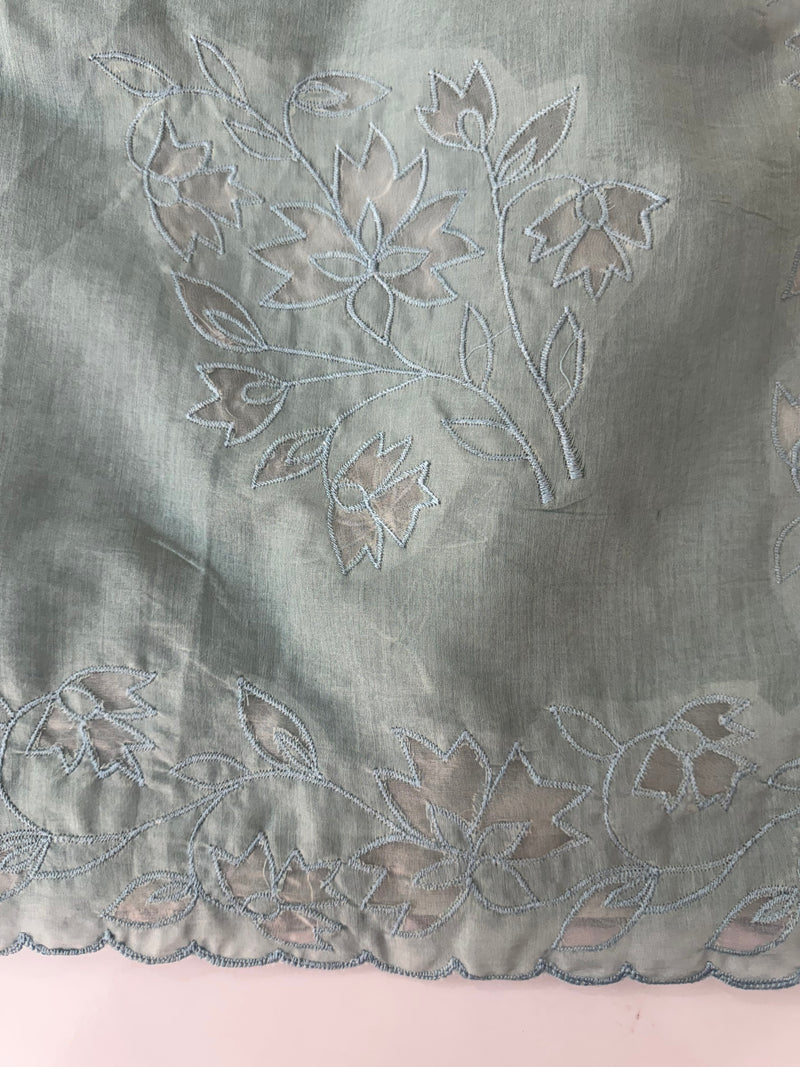 Mul chanderi saree with applique borders MSH112 GreyishBlue