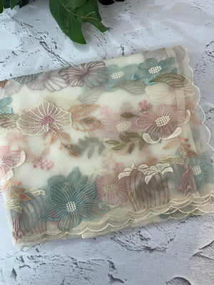Organza saree with embroidery - MOS390 Offwhite