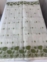 Tissue silk saree with zari checks and applique work  MSH105- Offwhite to Green