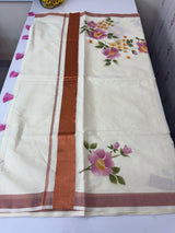 Kerala cotton saree with floral prints