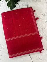 Tussar mix soft silk saree with Retta pettu borders - MST988 CrimsonRed