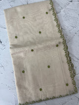 Chanderi Tissue silk saree with scalloped borders - MNM222 (thin lines)