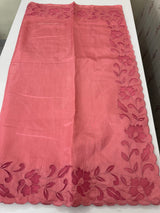 Semi silk saree with applique borders MSH231 PeachPink