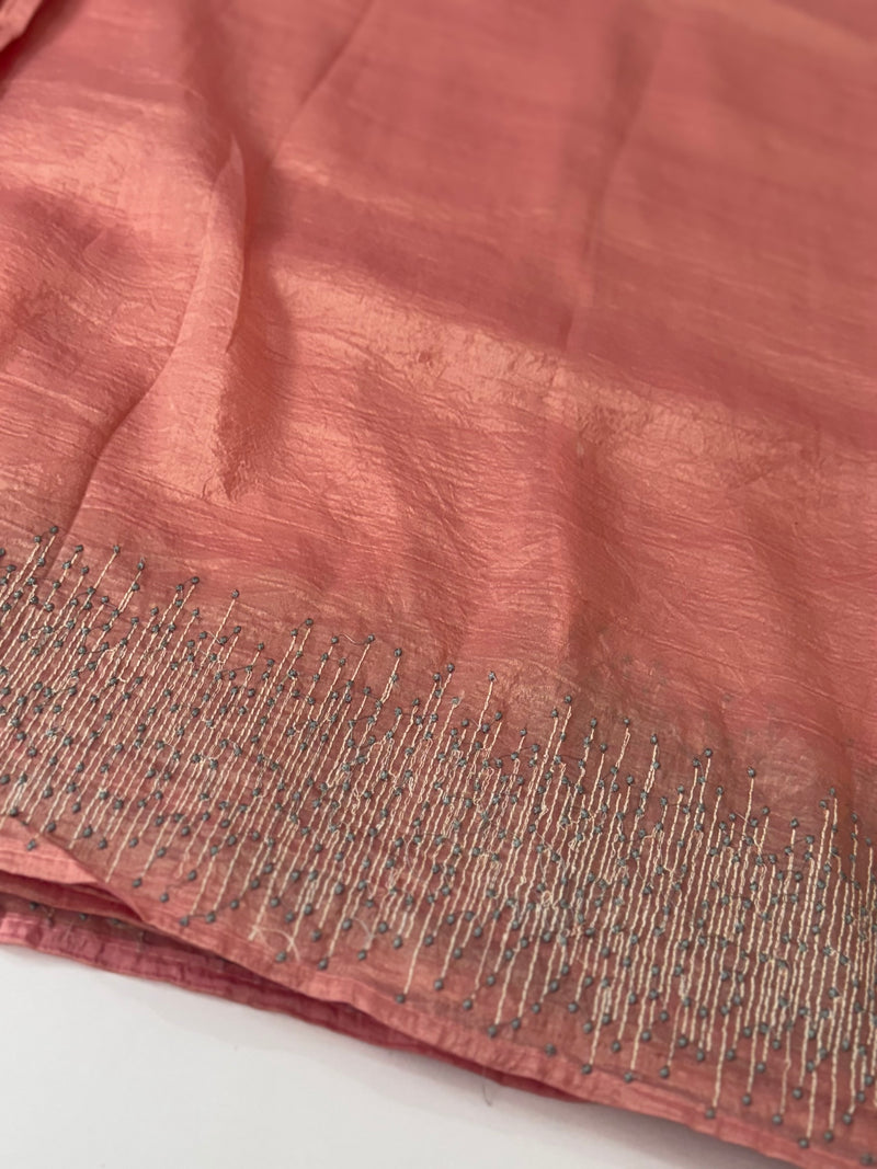 Crush Organza embroidery saree MS9740 Peach