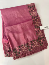 Crush Organza cutwork & embroidery saree MS7544- Pink