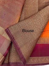 Semi Jute silk sarees with contrast pallu & blouse MJL392