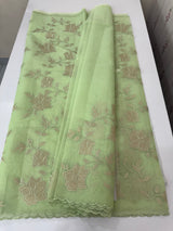 Viscose organza saree with applqiue work - MSH238 PistaGreen