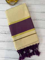 Kerala tissue saree- Gold checks