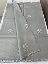 Soft kota silk saree with applique work MS15017- Grey
