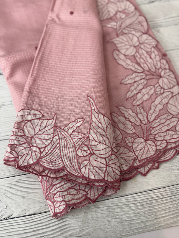 Soft kota silk saree with embriodery MS15031- PeachPink