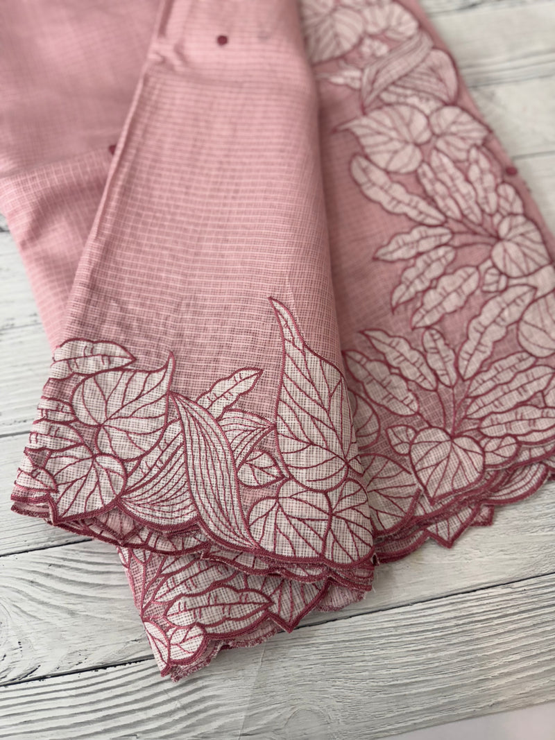 Soft kota silk saree with embriodery MS15031- PeachPink