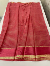 Crepe chiffon georgette saree with checks MS40097 DUSTYPEACH