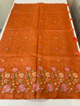 Art tussar saree with embroidery MST677